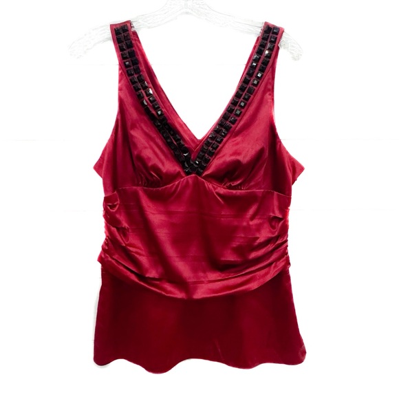 The Limited Tops - NWT The Limited silky embellished/ beaded ruched top ❤️